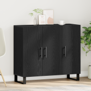 vidaXL Sideboard 3 dörrar svart ek 90x34x80 cm konstruerat trä