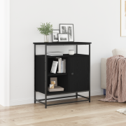 vidaXL Sideboard svart ek 69x35x80 cm konstruerat trä och stål