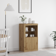 vidaXL Sideboard med LED-lampor artisan ek 60,5x37x100 cm