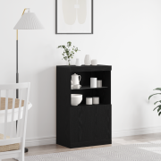 vidaXL Sideboard med LED-lampor svart ek 60x37x100 cm