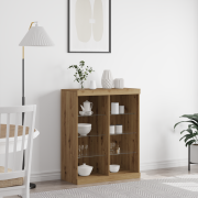 vidaXL Sideboard med LED-ljus i hantverksmässig ek 41x37x100 cm
