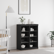 vidaXL Sido med LED-lampor Svart Ek 41x37x100 cm
