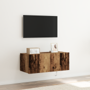 vidaXL TV-väggskåp med LED-lampor återvunnet trä 80x35x31 cm
