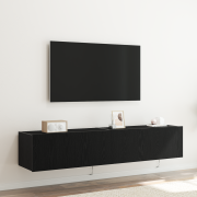 vidaXL TV-väggskåp med LED-lampor 2 st svart ek 80x35x31 cm