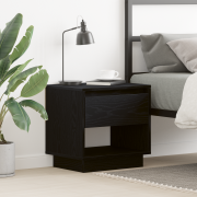 vidaXL Sängbord svart ek 45x34x48 cm konstruerat trä