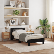 vidaXL Sängram med LED-lampor svart ek 90x200 cm konstruerat trä