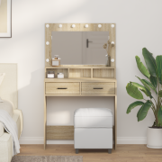 vidaXL Sminkbord med låda Sonoma ek 79 x 41 x 135 cm Konstruerat trä