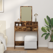 vidaXL Sminkbord med lådor rökt ek 79x41x140 cm