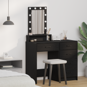 vidaXL Sminkbord med LED-lampor svart ek, 50x41x140 cm