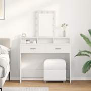 vidaXL Smyckebord med låda Vit 100 x 41 x 140 cm Konstruerat trä