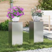 vidaXL Planteringslåda för utomhusbruk 2 st 24x24x55 cm galvanis.stål