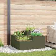 vidaXL Planteringslåda för utomhusbruk 80x80x48 cm olivgrön stål