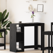 vidaXL Barbord med hylla svart ek 102,5x46x103,5 cm konstruerat trä