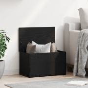 vidaXL Förvaringslåda med lock svart ek 60x35x35 cm konstruerat trä