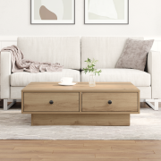 vidaXL Soffbord Artisan ek Fanér, MDF 90 x 90 x 28 cm Förvaring