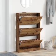 vidaXL Skoskåp Gammalt Trä 80x21x125,5 cm Ingenjörsträ
