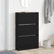 vidaXL Skoskåp Svart Ek 80x21x125,5 cm Konstruerat trä