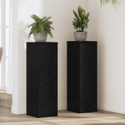 vidaXL Växtställ 2 st Svart Ek 25x25x80 cm Ingenjör trä