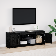 vidaXL TV-Bänk med LED Svart Ek 139.5x34x50 cm Konstruerat trä