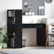vidaXL Skrivbord med Förvaring Svart Ek 113x54x120 cm Konstruerat Trä