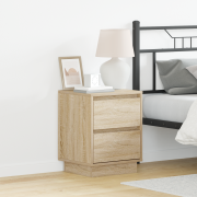 vidaXL Sängbord med LED-lampor Sonoma Ek 39x34.5x50 cm