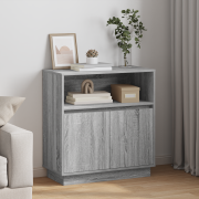 vidaXL Sideboard med LED Grå Sonoma 71x34,5x75 cm Konstruerat trä