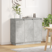 vidaXL Skåp med LED Betonggrå 90x32x75 cm Trä