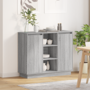 vidaXL Sideboard med LED Grå Sonoma 90x32x75 cm Konstruerat trä