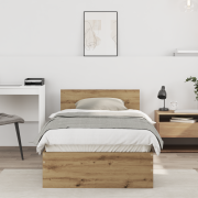 vidaXL sängram utan madrass och huvudgavel artisan ek 90x200 cm