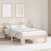 vidaXL Sängram med Sänggavel 135x190 cm Massivt Trä Tall