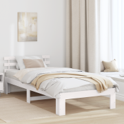 vidaXL Vit Trä Sängram Vit Trä 75 x 190 cm Enkel Vit Sängram