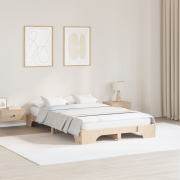 vidaXL Sängram Naturlig Massiv furu 140 x 190 cm Hållbar Sängram