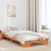 vidaXL sängram vaxad brun 90x200 cm massivt tallträ