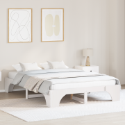 vidaXL Sängram Vit 150x200 cm Massivt Furu
