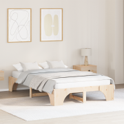 vidaXL Sängram Naturlig Massivt tallträ 135 x 190 cm Hållbar Sängram