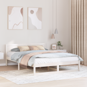 vidaXL Sängram Vit Massiv trä 150 x 200 cm Hållbar Sängram