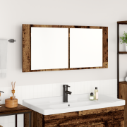 vidaXL LED Spegelskåp Gammalt Trä 100x12x45 cm