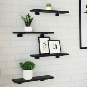 vidaXL Bokhylla Brett 4 st Svart Ek 40x10x1.5 cm Fått Trä