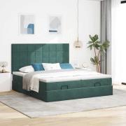 vidaXL Ottoman sängram med madrasser mörkgrön 180x200 cm sammet