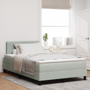 vidaXL Boxspring Säng med Madrass Ljusgrå Liten Dubbel Sammet