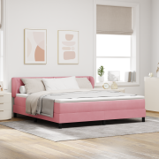 vidaXL Sänggavel med madrass Rosa 180x200 cm Sammet