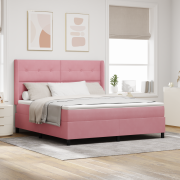vidaXL Sänggavel med madrass Rosa 180x200 cm Sammet