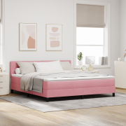 vidaXL Boxspring Säng med Madrass & LED Rosa 180x200 cm Sammet