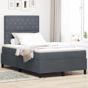 vidaXL Boxspring Säng med Madrass & LED Mörkgrå 120x190 cm Sammet
