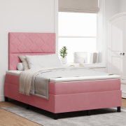 vidaXL Boxspring Säng med Madrass och LED Rosa 120x190 cm Sammet