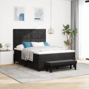 vidaXL Box Spring Säng med Madrass & Bänk Svart 140x190 cm Sammet