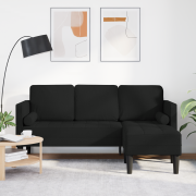 vidaXL 3-sits L-formad soffa Svart 160 cm Tyg