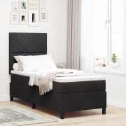 vidaXL Boxspring Säng med Madrass & LED Svart 80x200 cm Sammet