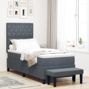 vidaXL Box Fjädrande Säng med Madrass & Bänk Mörkgrå 80x200 cm Sammet