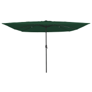 vidaXL Fyrkantig Trädgårdsparasol med LED-lampor 295x245 cm Grön